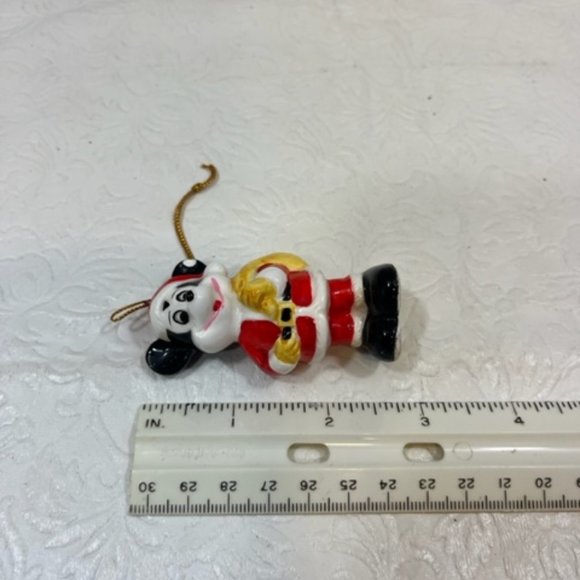 VTG Disney Porcelain Santa Mickey Mouse Christmas Tree Ornament Japan 2.75" - Picture 7 of 9